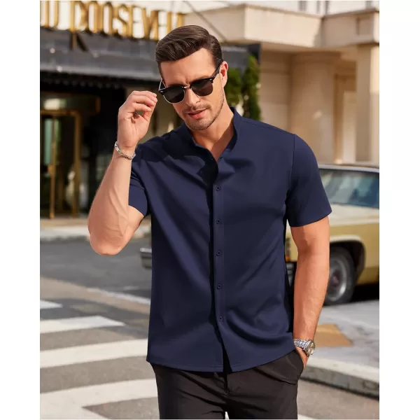 COOFANDY Mens Dress Shirts Stretch Athletic Fit Short Sleeve Button Down Shirts Wrinkle Free