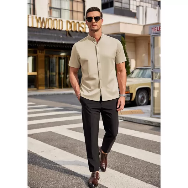 COOFANDY Mens Dress Shirts Stretch Athletic Fit Short Sleeve Button Down Shirts Wrinkle Free