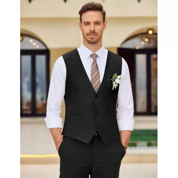 COOFANDY Mens Dress Vest Casual Business Waistcoat Formal Wedding 3 Button Suit Vest