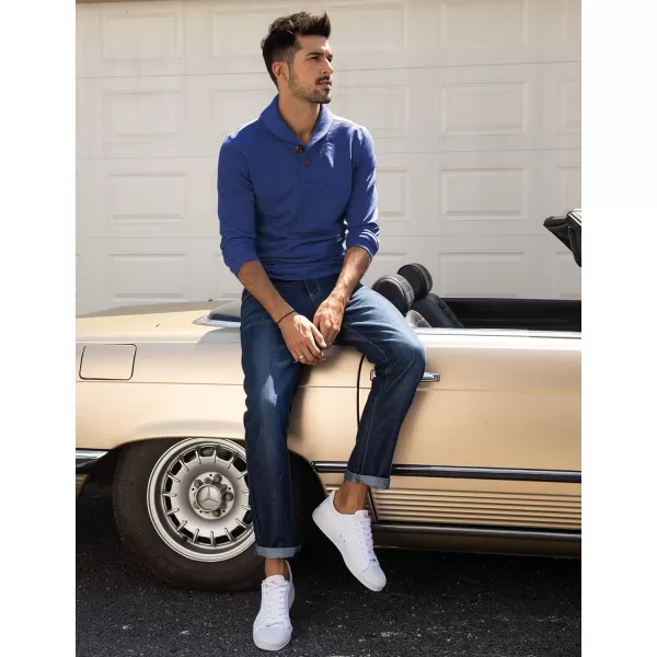 COOFANDY Men's Fashion Shawl Collar Pullover Casual Long Sleeve Knitted Sweater Sweatshirts