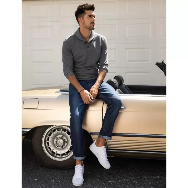 COOFANDY Men's Fashion Shawl Collar Pullover Casual Long Sleeve Knitted Sweater Sweatshirts