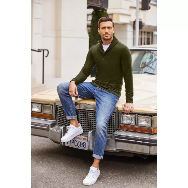 COOFANDY Men's Fashion Shawl Collar Pullover Casual Long Sleeve Knitted Sweater Sweatshirts