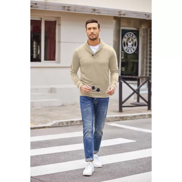 COOFANDY Men's Fashion Shawl Collar Pullover Casual Long Sleeve Knitted Sweater Sweatshirts