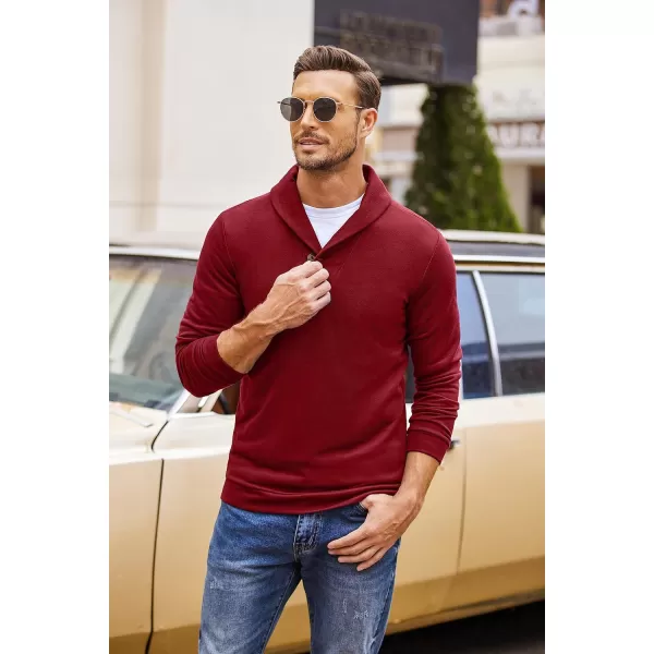 COOFANDY Men's Fashion Shawl Collar Pullover Casual Long Sleeve Knitted Sweater Sweatshirts