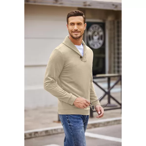 COOFANDY Men's Fashion Shawl Collar Pullover Casual Long Sleeve Knitted Sweater Sweatshirts