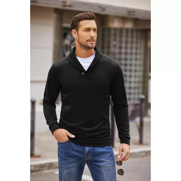 COOFANDY Men's Fashion Shawl Collar Pullover Casual Long Sleeve Knitted Sweater Sweatshirts