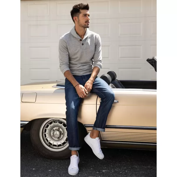 COOFANDY Men's Fashion Shawl Collar Pullover Casual Long Sleeve Knitted Sweater Sweatshirts
