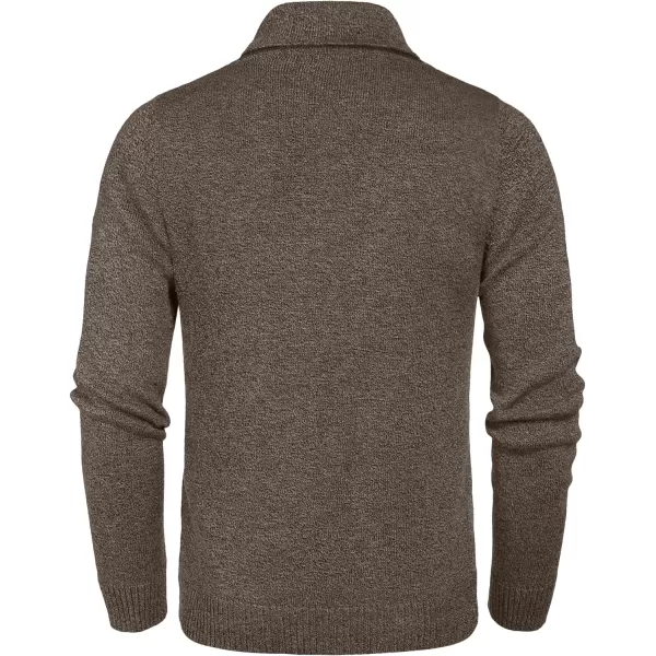 COOFANDY Men's Fashion Shwal Collar Sweater Slim Fit Cable Knit Pullover Sweater with Button
