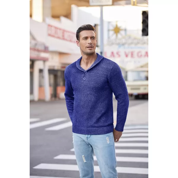 COOFANDY Men's Fashion Shwal Collar Sweater Slim Fit Cable Knit Pullover Sweater with Button
