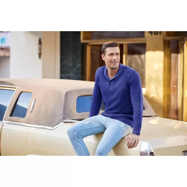 COOFANDY Men's Fashion Shwal Collar Sweater Slim Fit Cable Knit Pullover Sweater with Button