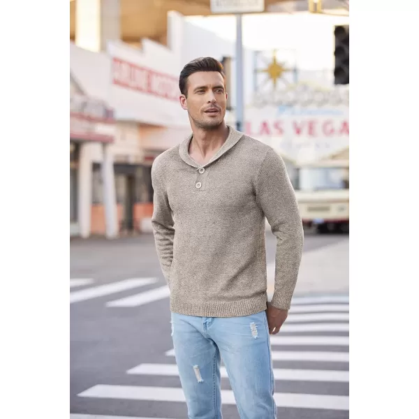COOFANDY Men's Fashion Shwal Collar Sweater Slim Fit Cable Knit Pullover Sweater with Button