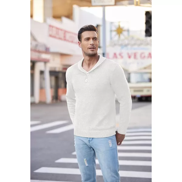 COOFANDY Men's Fashion Shwal Collar Sweater Slim Fit Cable Knit Pullover Sweater with Button