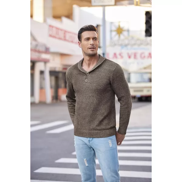 COOFANDY Men's Fashion Shwal Collar Sweater Slim Fit Cable Knit Pullover Sweater with Button