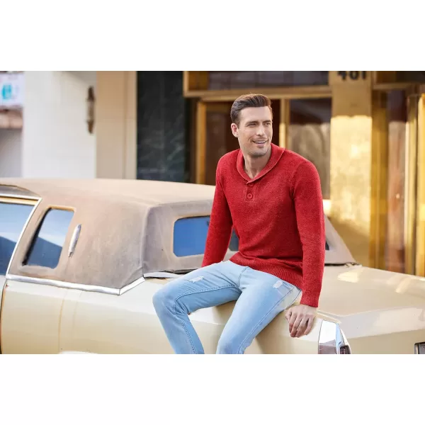 COOFANDY Men's Fashion Shwal Collar Sweater Slim Fit Cable Knit Pullover Sweater with Button