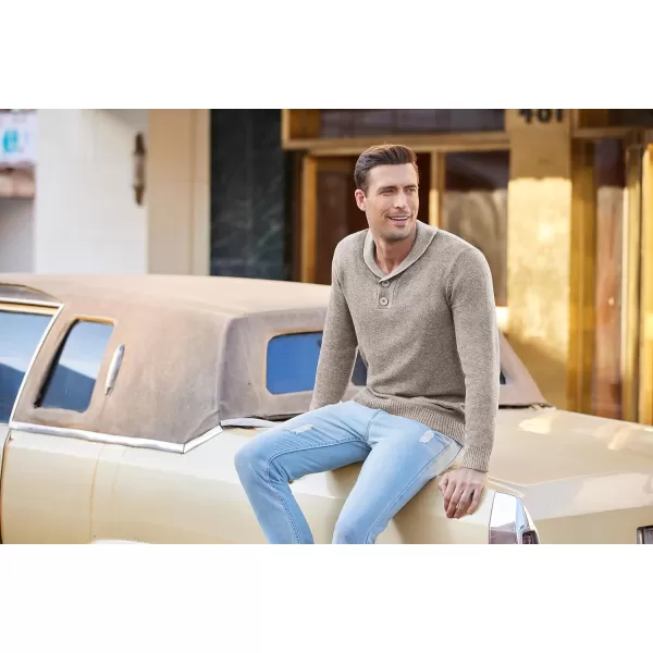 COOFANDY Men's Fashion Shwal Collar Sweater Slim Fit Cable Knit Pullover Sweater with Button