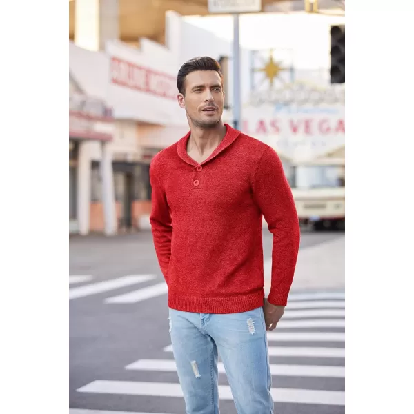 COOFANDY Men's Fashion Shwal Collar Sweater Slim Fit Cable Knit Pullover Sweater with Button