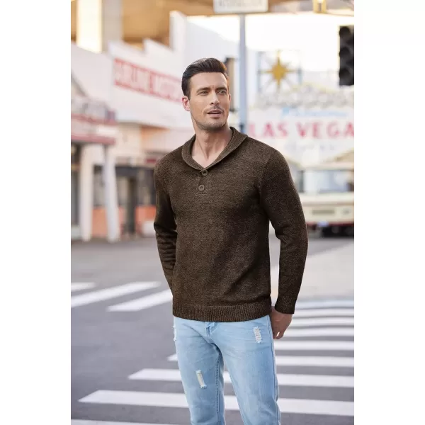 COOFANDY Men's Fashion Shwal Collar Sweater Slim Fit Cable Knit Pullover Sweater with Button