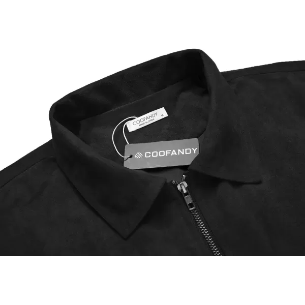 COOFANDY Men's Faux Suede Bomber Jacket Lightweight Full Zip Jackets Vintage Casual Trucker Jacket