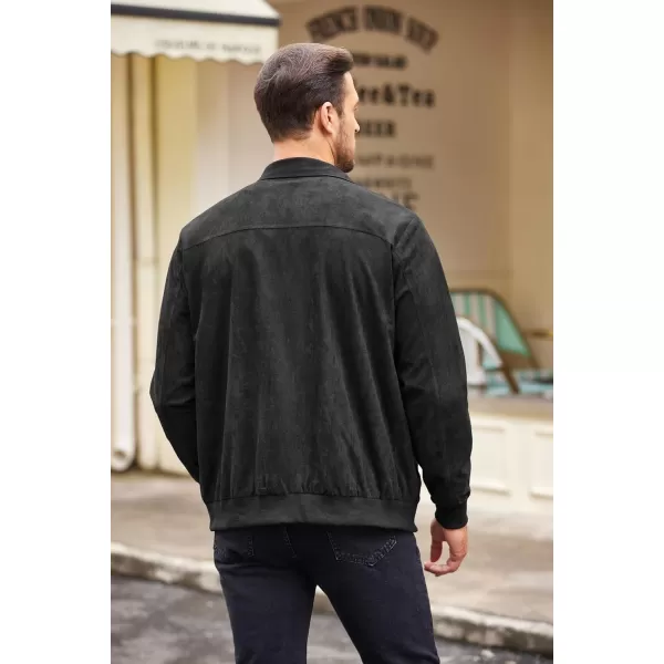 COOFANDY Men's Faux Suede Bomber Jacket Lightweight Full Zip Jackets Vintage Casual Trucker Jacket