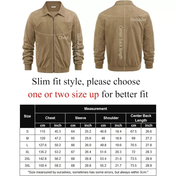 COOFANDY Men's Faux Suede Bomber Jacket Lightweight Full Zip Jackets Vintage Casual Trucker Jacket