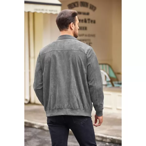 COOFANDY Men's Faux Suede Bomber Jacket Lightweight Full Zip Jackets Vintage Casual Trucker Jacket