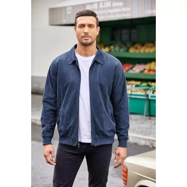 COOFANDY Men's Faux Suede Bomber Jacket Lightweight Full Zip Jackets Vintage Casual Trucker Jacket