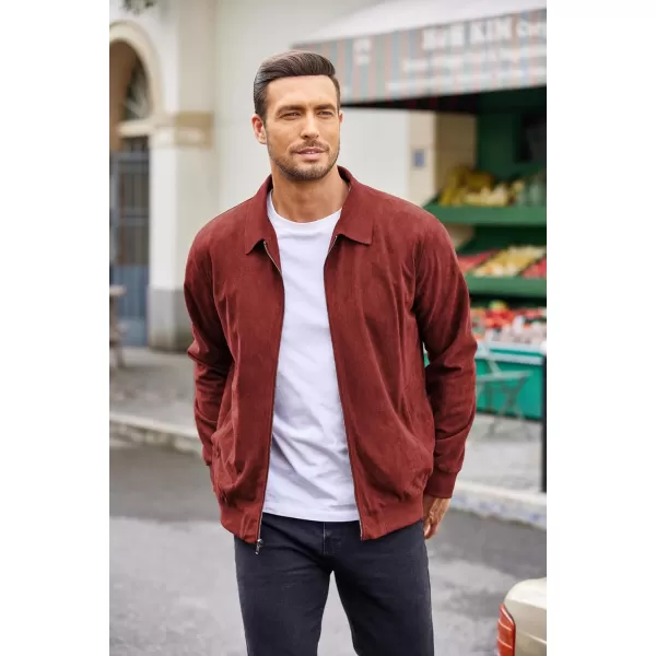 COOFANDY Men's Faux Suede Bomber Jacket Lightweight Full Zip Jackets Vintage Casual Trucker Jacket