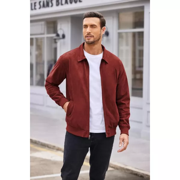 COOFANDY Men's Faux Suede Bomber Jacket Lightweight Full Zip Jackets Vintage Casual Trucker Jacket