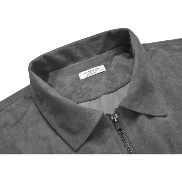 COOFANDY Men's Faux Suede Bomber Jacket Lightweight Full Zip Jackets Vintage Casual Trucker Jacket