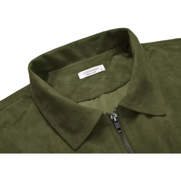 COOFANDY Men's Faux Suede Bomber Jacket Lightweight Full Zip Jackets Vintage Casual Trucker Jacket