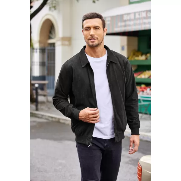 COOFANDY Men's Faux Suede Bomber Jacket Lightweight Full Zip Jackets Vintage Casual Trucker Jacket