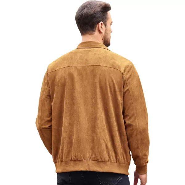 COOFANDY Men's Faux Suede Bomber Jacket Lightweight Full Zip Jackets Vintage Casual Trucker Jacket