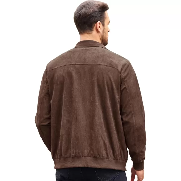 COOFANDY Men's Faux Suede Bomber Jacket Lightweight Full Zip Jackets Vintage Casual Trucker Jacket