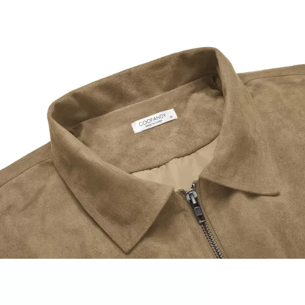 COOFANDY Men's Faux Suede Bomber Jacket Lightweight Full Zip Jackets Vintage Casual Trucker Jacket