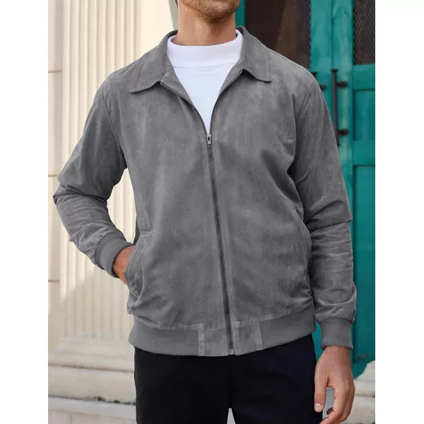COOFANDY Men's Faux Suede Bomber Jacket Lightweight Full Zip Jackets Vintage Casual Trucker Jacket