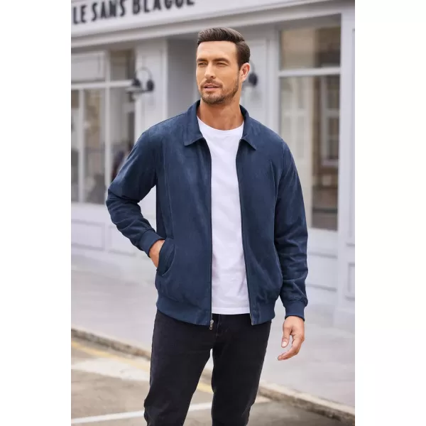COOFANDY Men's Faux Suede Bomber Jacket Lightweight Full Zip Jackets Vintage Casual Trucker Jacket