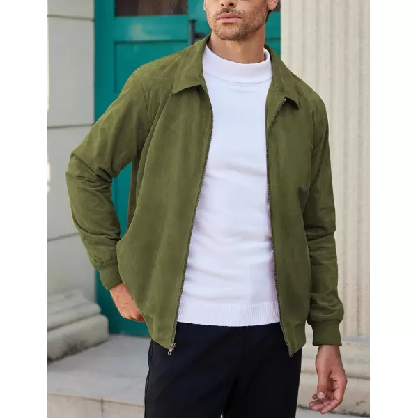 COOFANDY Men's Faux Suede Bomber Jacket Lightweight Full Zip Jackets Vintage Casual Trucker Jacket