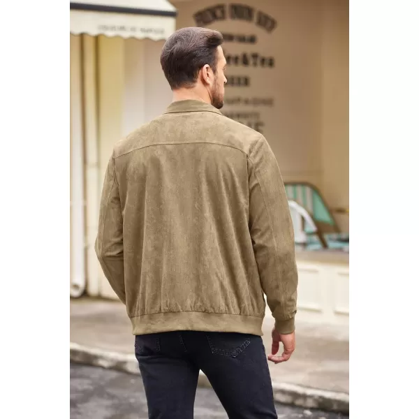 COOFANDY Men's Faux Suede Bomber Jacket Lightweight Full Zip Jackets Vintage Casual Trucker Jacket