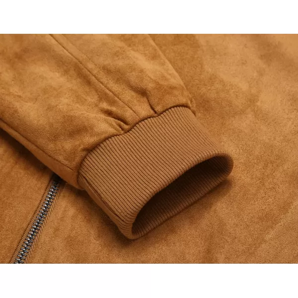 COOFANDY Men's Faux Suede Bomber Jacket Lightweight Full Zip Jackets Vintage Casual Trucker Jacket