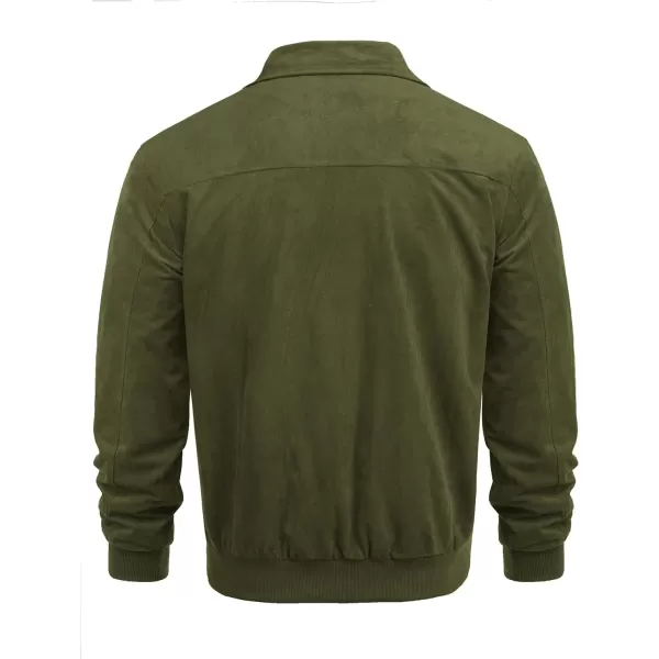 COOFANDY Men's Faux Suede Bomber Jacket Lightweight Full Zip Jackets Vintage Casual Trucker Jacket