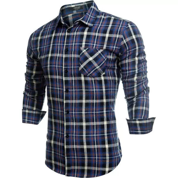 COOFANDY Men's Flannel Plaid Shirts Long Sleeve Button Down Casual Shirt Jacket