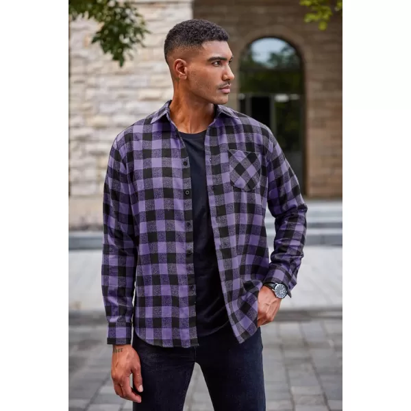 COOFANDY Men's Flannel Plaid Shirts Long Sleeve Button Down Casual Shirt Jacket