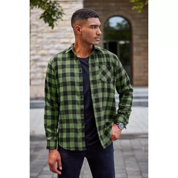 COOFANDY Men's Flannel Plaid Shirts Long Sleeve Button Down Casual Shirt Jacket