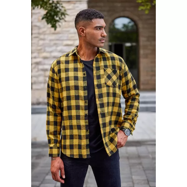 COOFANDY Men's Flannel Plaid Shirts Long Sleeve Button Down Casual Shirt Jacket