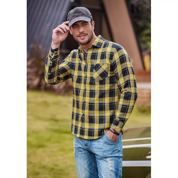 COOFANDY Men's Flannel Plaid Shirts Long Sleeve Button Down Casual Shirt Jacket