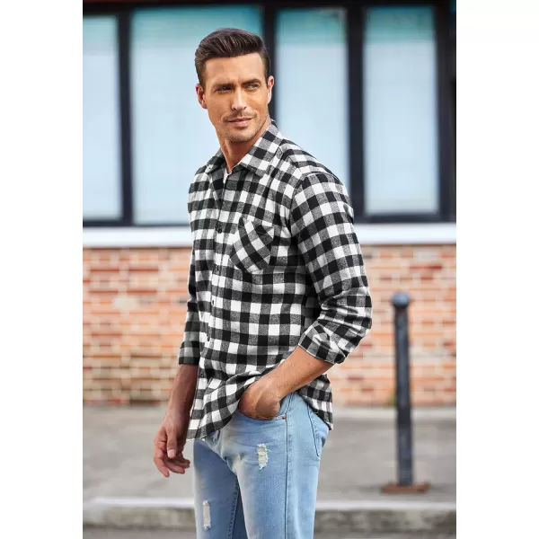 COOFANDY Men's Flannel Plaid Shirts Long Sleeve Button Down Casual Shirt Jacket