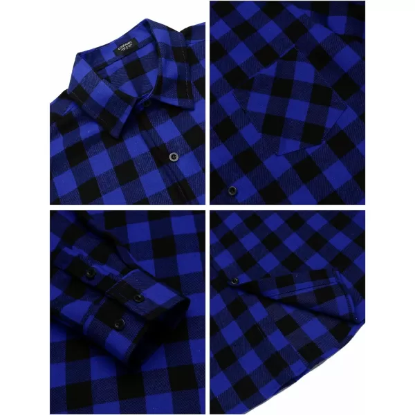 COOFANDY Men's Flannel Plaid Shirts Long Sleeve Button Down Casual Shirt Jacket