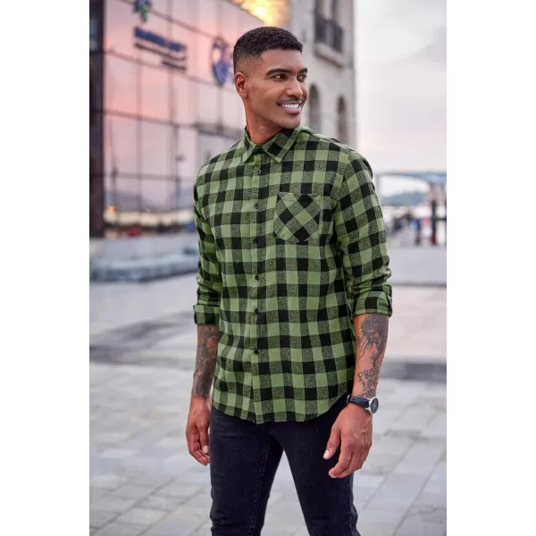 COOFANDY Men's Flannel Plaid Shirts Long Sleeve Button Down Casual Shirt Jacket