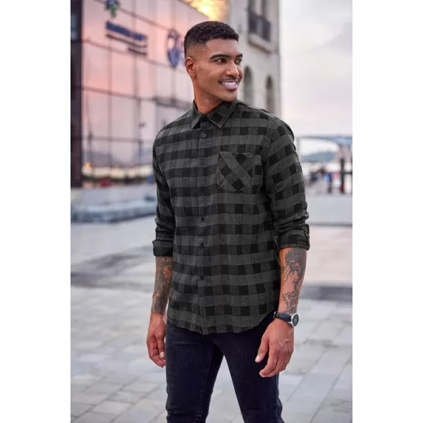COOFANDY Men's Flannel Plaid Shirts Long Sleeve Button Down Casual Shirt Jacket