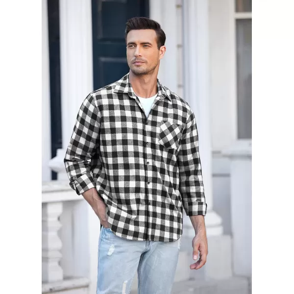 COOFANDY Men's Flannel Plaid Shirts Long Sleeve Button Down Casual Shirt Jacket